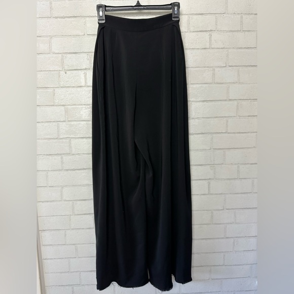 Monot Wide Leg Pants Black Crepe Size 2 Pleated Pockets Made in NYC - Picture 7 of 13